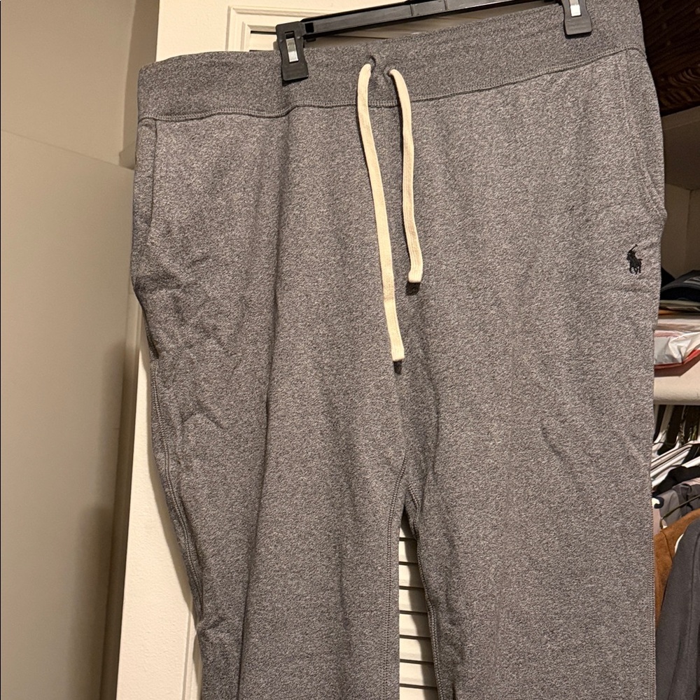 Polo Ralph Lauren Gray Joggers with Cream Drawstring